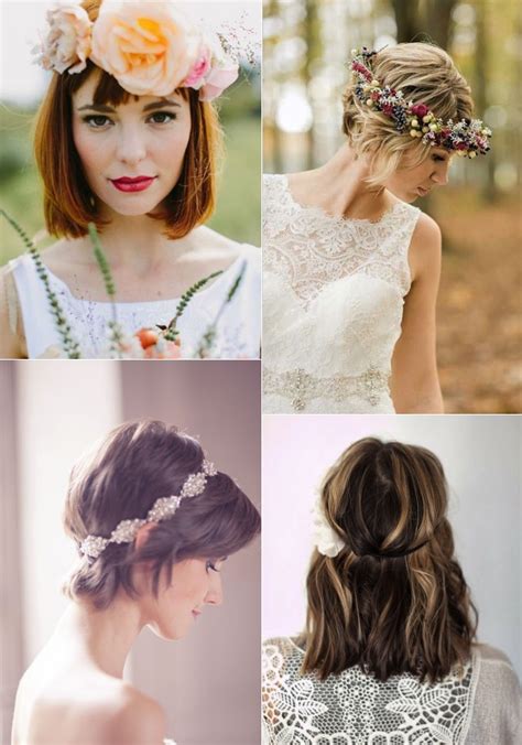 We love the braiding, florals and frontal hair strands. 9 Short Wedding Hairstyles For Brides With Short Hair ...