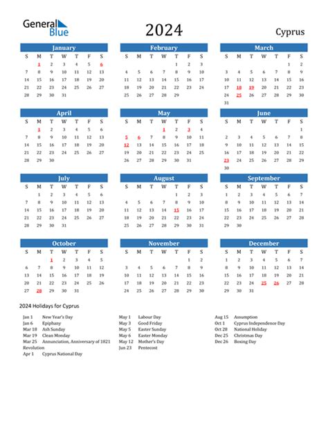 Cyprus Calendars With Holidays