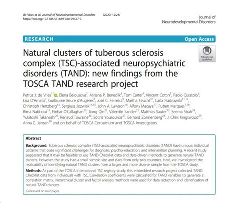 Natural Clusters Of Tuberous Sclerosis Complex Tsc Associated