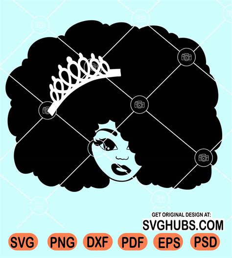 Black Woman Face With Crown Svg Queen Crown Svg Black Queen Svg Dope Svg