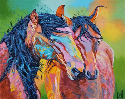 Enamored Horses Horse Painting Original Art Couple Horses Oil On