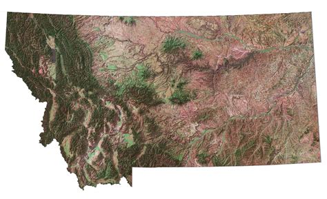 Montana Satellite Map Large Map Vivid Imagery 20 Inch By 30 Inch