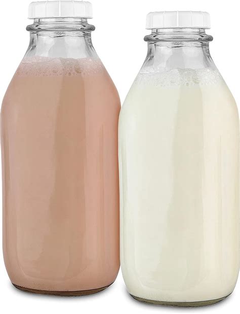 Stock Your Home Liter Glass Milk Bottles 2 Pack 32 Oz