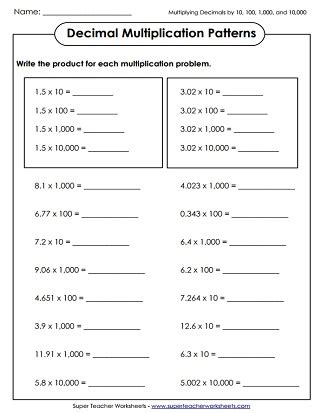 Click the buttons to print each worksheet and associated. Multiplying Decimals Worksheets