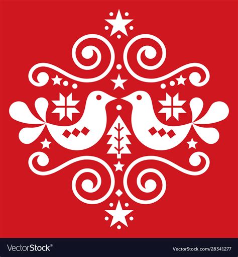 Christmas Scandinavian Folk Art Pattern Royalty Free Vector