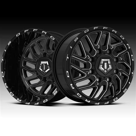 Tis Wheels 544bm Dually Black Milled Custom Truck Wheels Rims 544bm