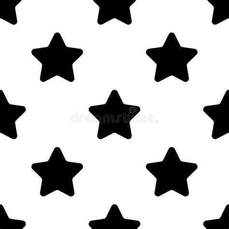 Stars Black Seamless Pattern On White Background Flat Design Vector