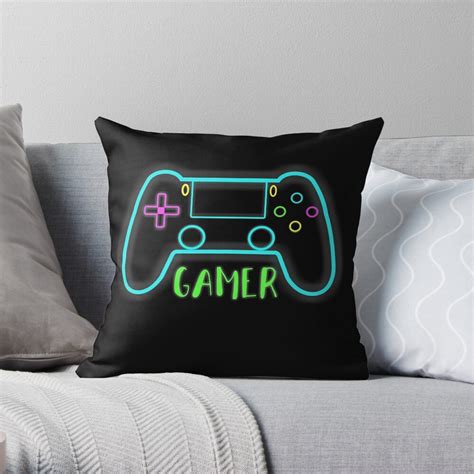 Neon Gamer Controller Neon Colors Throw Pillow For Sale By Gut2000