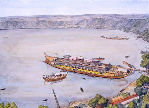 Pleasure Barges Of Caligula Moored On Lake Nemi C40 Ad Elaborate Floating Palaces With