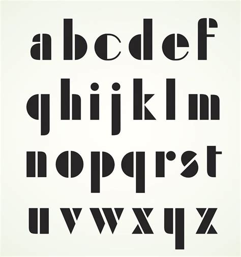 Geometric Retro Alphabet Art Deco Style Lowercase Letters Etsy In