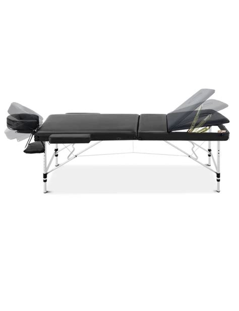 Livemor Zenses Portable Aluminium Massage Table 3 Fold Beauty Bed Therapy Waxing Black Rivers