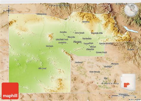 Physical 3d Map Of Maricopa County Satellite Outside