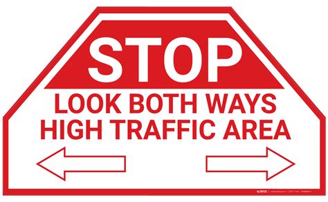 Stop Look Both Way High Traffic Arrows Floor Marking Sign Creative