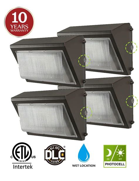 4 Pack 60w Led Wall Pack With Dusk To Dawn Photocell Ip65 Waterproof
