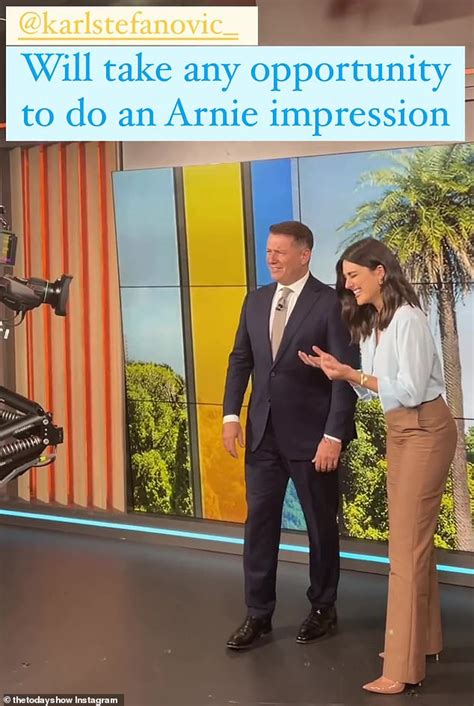 karl stefanovic makes today show co host sarah abbo laugh with arnold schwarzenegger impression
