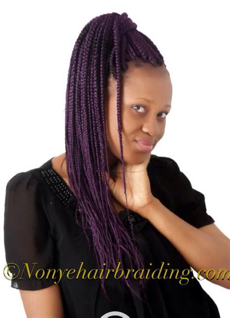 Man braids + medium length hair. Box braids with purple hair -- Nonye Hair Braiding ...