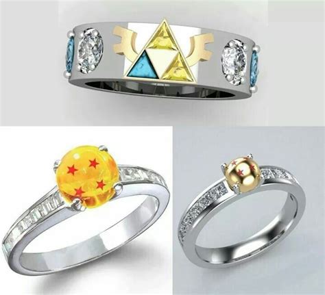 All kidding aside this dragon ball wedding ring is the bees knees among geeky rings. Triforce ring from legend of Zelda ,&dragon ball z rings=) I love it! | Fantasy jewelry, Geek ...