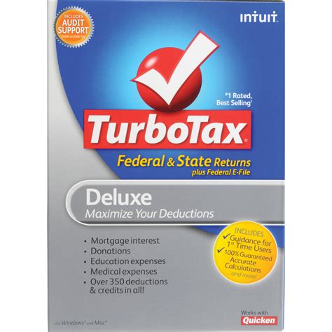Intuit Turbotax Deluxe Software Federal State B H Photo