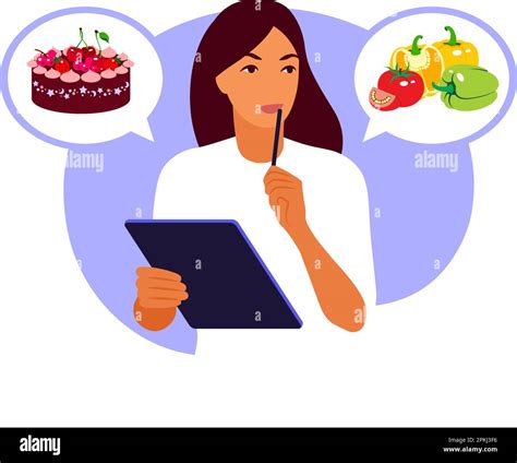 Lifestyle And Nutrition Concept Woman Choosing Between Healthy Meal