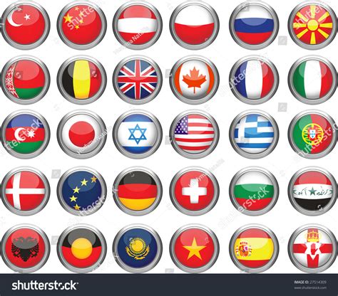 Set Of Flags Glossy Buttons Raster Version Of Vector Illustration