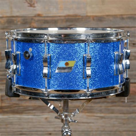 Ludwig 65x14 Auditorium Snare Drum Blue Sparkle 70s Used Drums