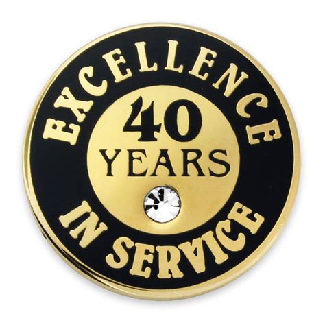 Pinmarts Gold Plated Excellence In Service 40 Year Award Lapel Pin