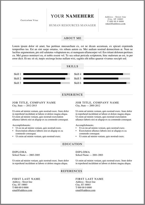 Free Printable Resumes Templates Template Business Psd Excel Word Pdf