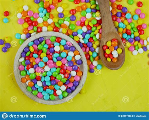 Top View Of Colorful Sweet Candy Rainbow Candy Sprinkles Stock Photo