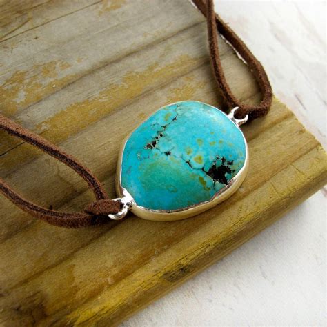 Chunky Turquoise Choker Turquoise And Leather Choker Etsy Turquoise
