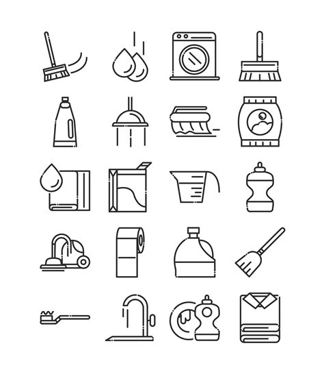 Cleaning Domestic Hygiene Icons Set Domestic Hygiene Line Style Icon