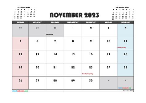 Free Printable November Calendar 2023 Pdf And Image