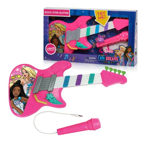 Barbie Rock Star Toy Guitar For Kids With Lights Sounds And