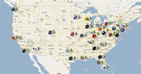 Nfl Teams Map Interactive Map Showing The Stadium Locations For All Bank Home Com