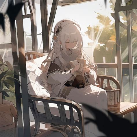 Premium Ai Image Chilling Cute Anime Girl Sitting By Balcony