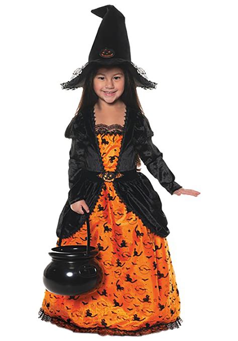 Classic Pretty Pumpkin Witch Girls Child Costume