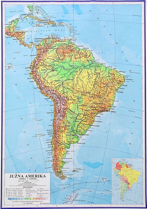 Geografska Karta Južna Amerika 87×113 Cm Gd Dizajn