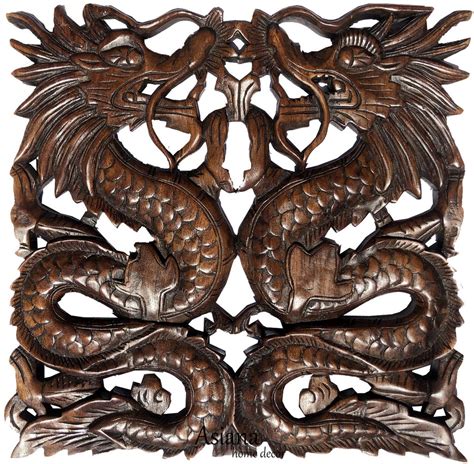 24 square color options available. Chinese Dragon Carved Wood Wall Art Decor Panels. Asian ...