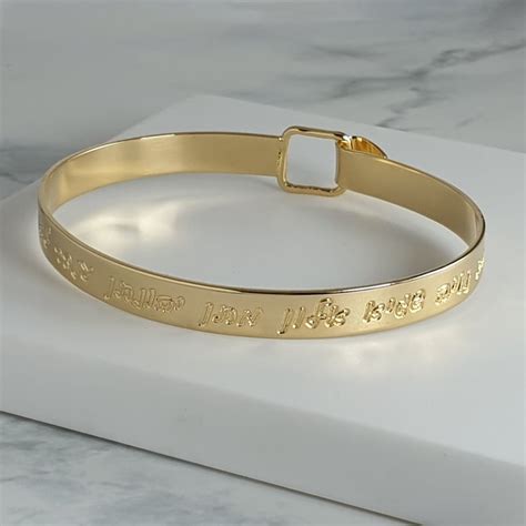Gold Bangle Bracelet For Women Engraved With Names And Etsy