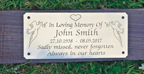 Solid Brass Personalised Memorial Bench Plaque Sign 5 X 2 Engraved