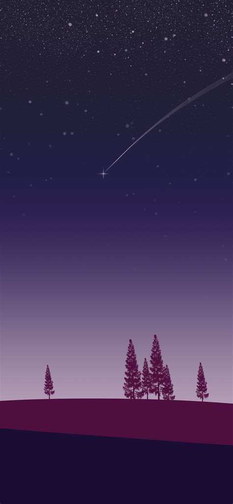 1242x2688 Night Trees Stars In Sky Minimalism Artwork 5k Iphone Xs Max
