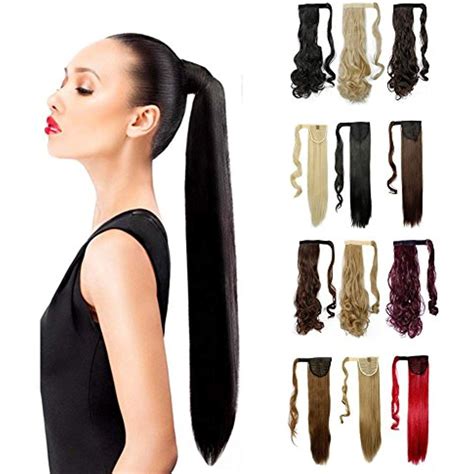 Wrap Around Synthetic Ponytail Off Black Clip In Hair Extensions One