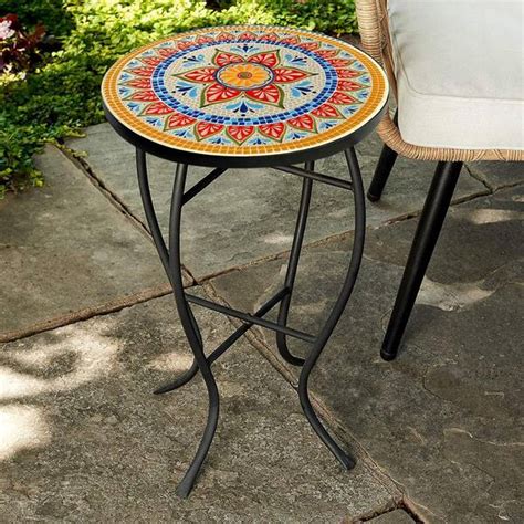 Haven Way Merida Multi Color Mosaic Outdoor Side Table 89 Zy06mc The
