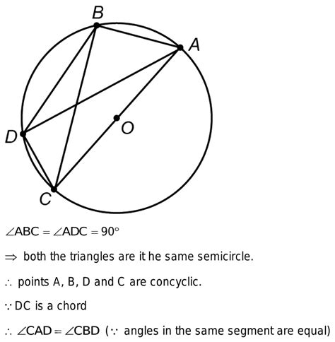 11 abc and adc are two right triangles with common hypotenuse ac prove cad 2cbd