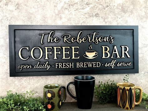 Personalized Coffee Bar Sign Custom Coffee Name Sign Home Etsy