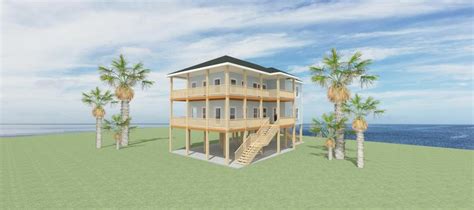 2200 Sf Coastal Piling Home Plans House Plans Beachside Home