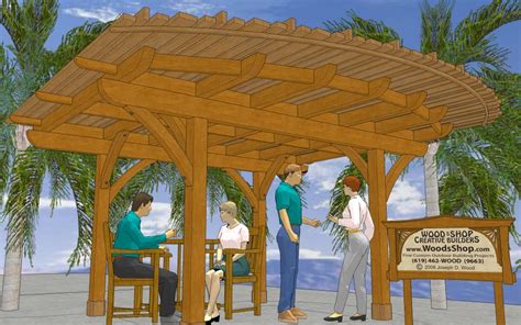 Curved Wooden Shade Cover Over Patio Woods Shop Creative Builders