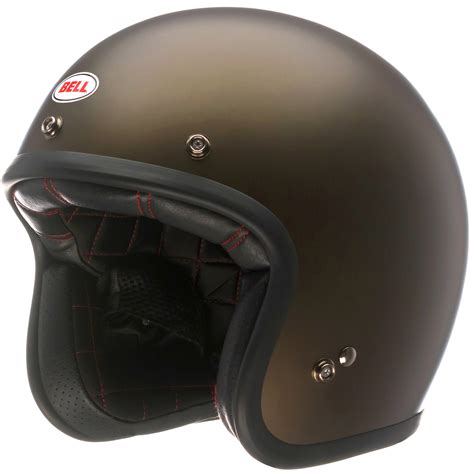Bell Custom 500 Brown Open Face Motorcycle Helmet And Flip Visor Scooter