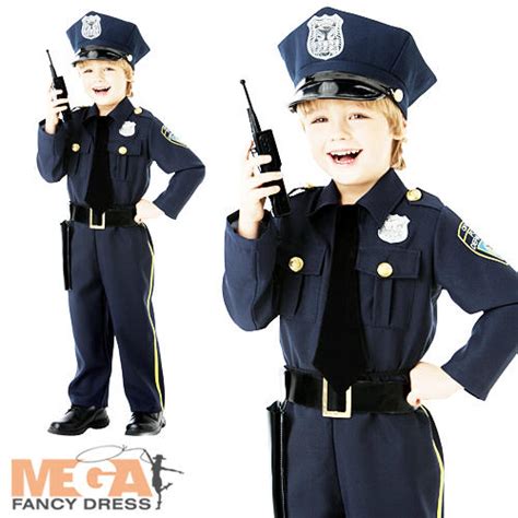 Policeman Officer Hat Boys Fancy Dress Police Cop Uniform Kids Childs