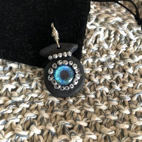 Evil Eye Talisman Necklace Aqua Eye With Sterling Silver Etsy