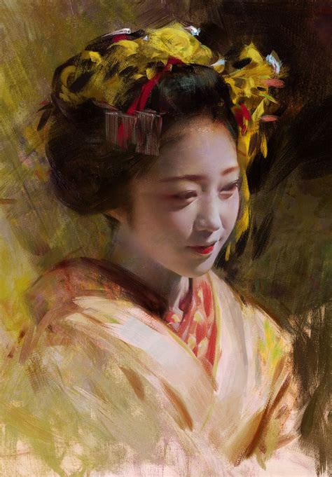 Artstation Geisha Portrait Series Wangjie Li Acrylic Portrait